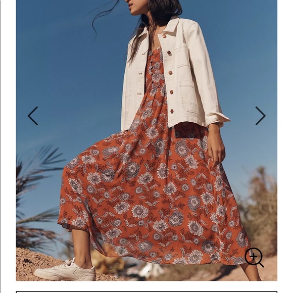 Madewell Button Front Midi Dress Gathered Blooms Sheer Puff Romantic Floral - Picture 5 of 15